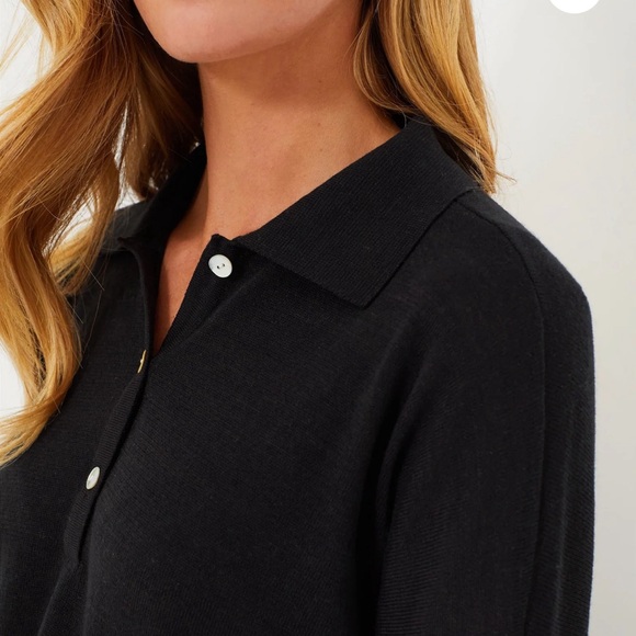 TUCKERNUCK Black Clayton Long Sleeve Knit Polo Medium / Large - Picture 5 of 11